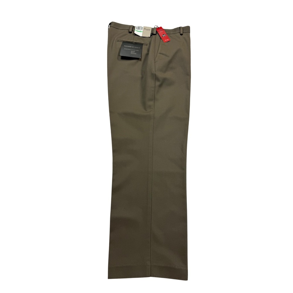 Dockers‎ Premium Never-Iron Cotton Khaki Mens 34x29 Brown NWT Relaxed Flat Front